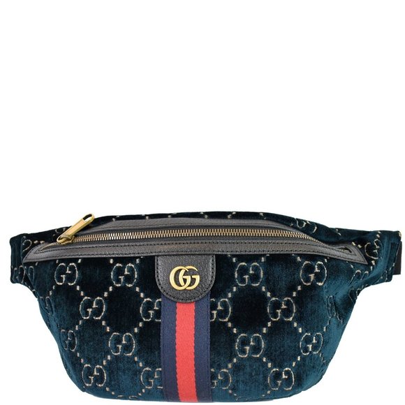 Gucci Handbags - GUCCI GG Monogram Velvet Belt Leather Bumbag
